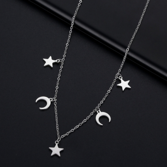 Boho Chic Celestial Star Moon Stainless Necklace - Picture 7 of 7
